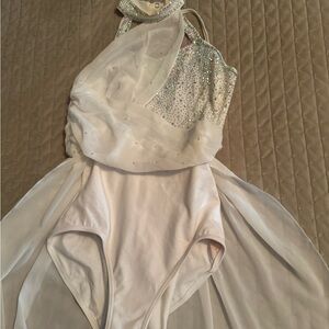 White and Silver Embellished dance costume